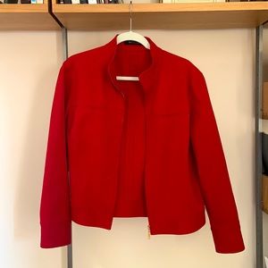 Bella Colori Women’s XL Full Zip Red Stretch Denim Jean Fitted Jacket